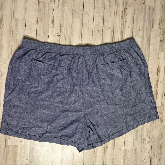 Old Navy Women's 4X Plus Size Shorts High Waisted Linen Blend Chambray Blue - Picture 16 of 16
